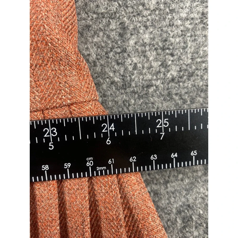Le Suit Essentials Skirt Suit Set Women 18 Rust Orange Herringbone Blazer Ruffle